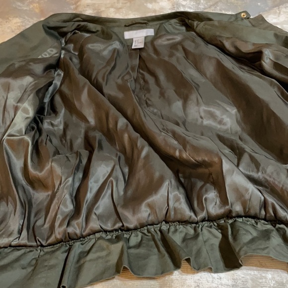 H&M Women’s SZ 8 Olive Green Front Zip Blazer Draw String Waist Lined Jacket - Picture 8 of 13
